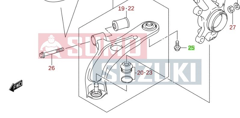 Suzuki Swift 2005-> lengőkar csavar, hátsó 09135-14018 1. kép
