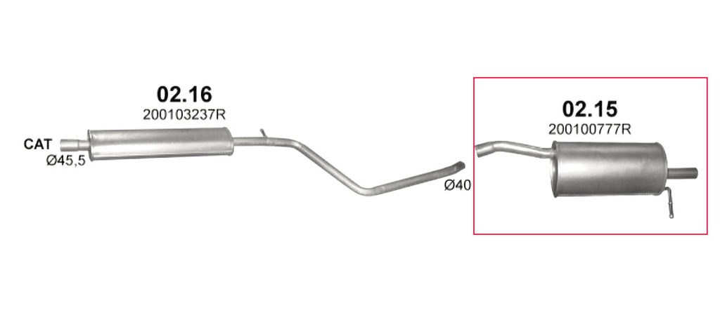 Polmo 02-15 hátsó kipufogó dob - DACIA Duster I 2. kép