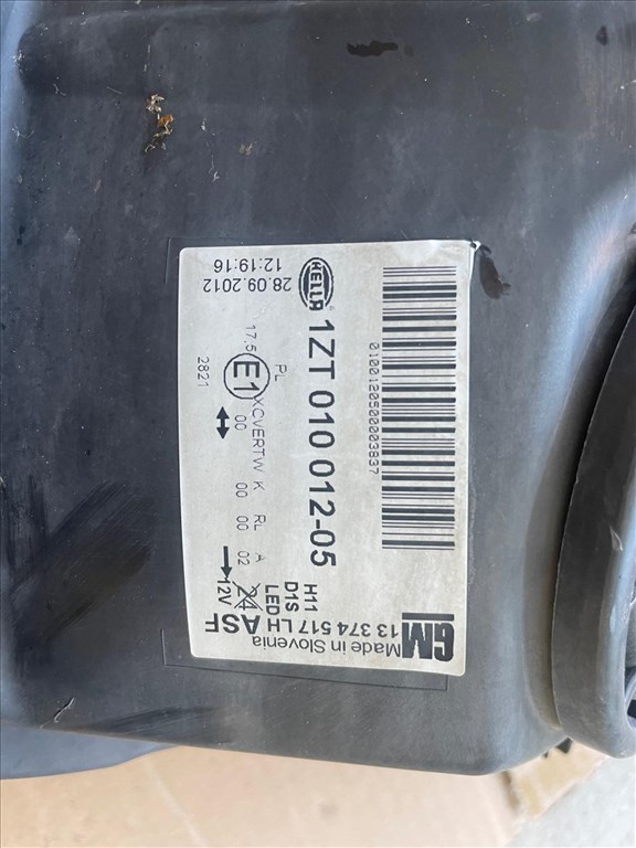 Opel Astra J Kanyarkövető Bi-XENON fényszóró GM 13374517 LH ASF / 1ZT010012-05 3. kép