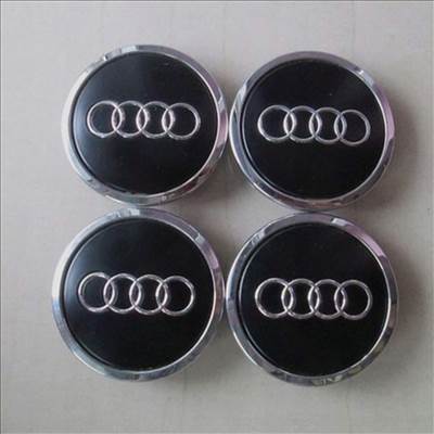 Audi alufelni közép kupak szett – Fekete / Króm (4B0 601 170A, 69 mm)