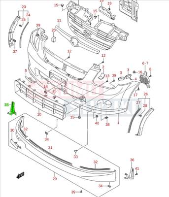Suzuki Ignis első lökhárító spoiler tartó jobb első 71795-86G00-5PK