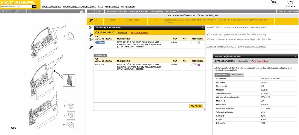 Opel Astra H 1.6 jobb első ajtó  w0l0ahl4858011047 z16xep 2. kép