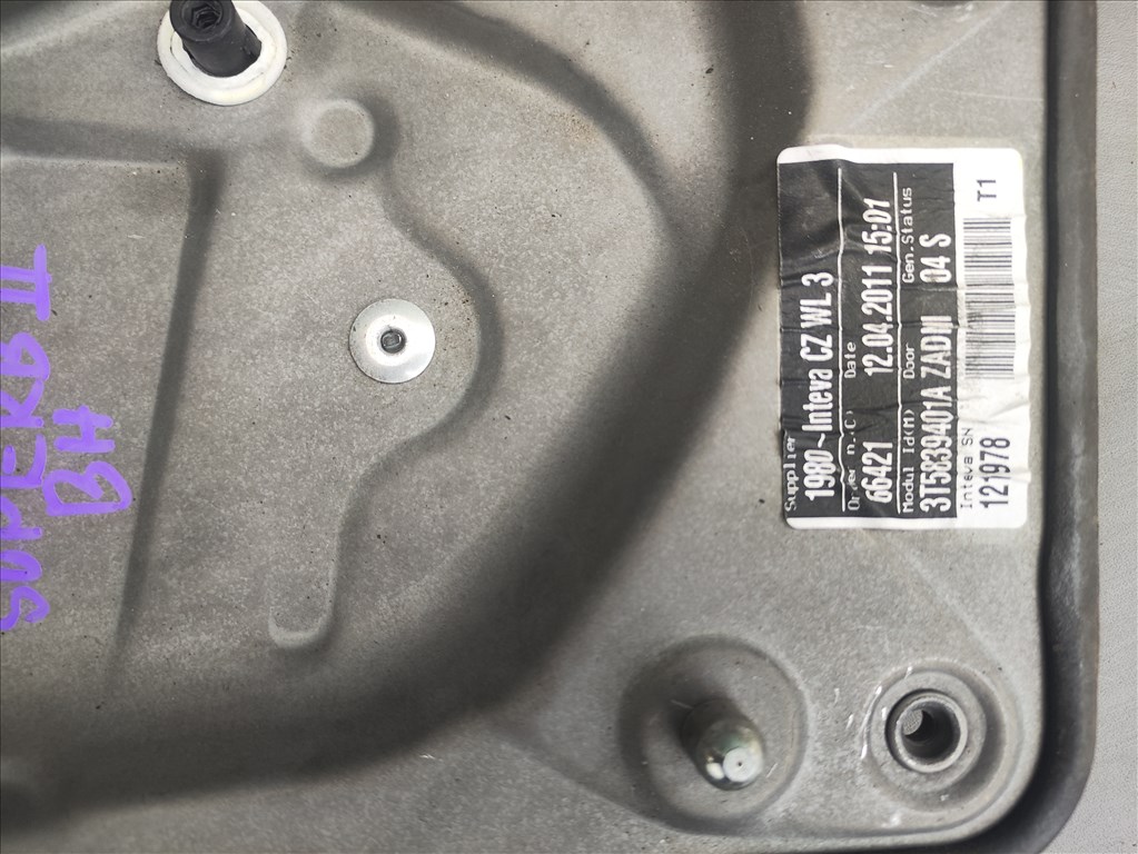 Skoda Superb II kombi bal hátsó ablakemelő szerkezet 3t5839401a 2. kép