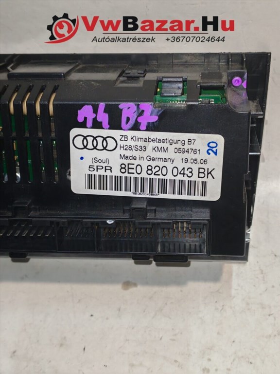 Klímavezérlő panel AUDI A4 B7 8e0820043bk 8E0820043BK 3. kép