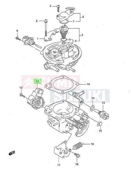 Suzuki Swift 1992-2003 folytószelep érzékelő 13420-61B00 1. kép