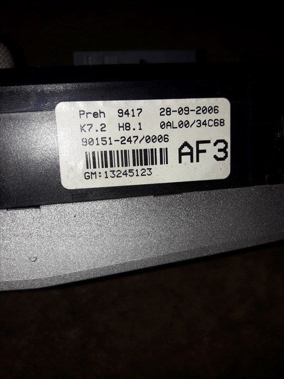 Opel Astra H Fûtéskapcsoló 13 245 123 3. kép