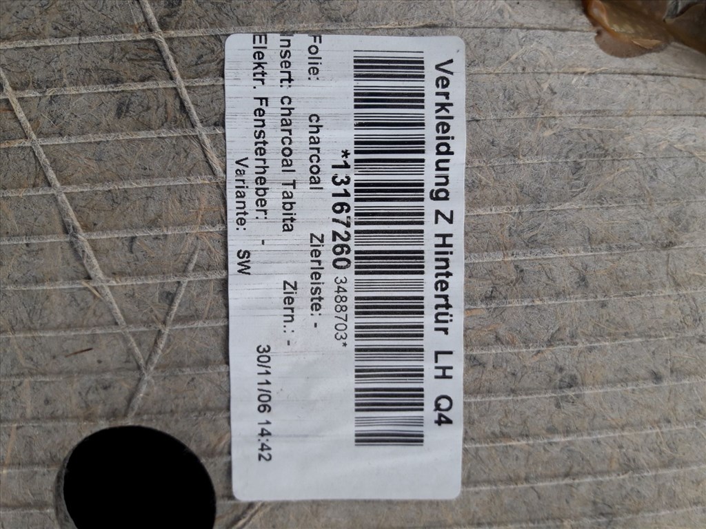 Opel Astra H Bal Hátsó Ajtókárpit 3. kép