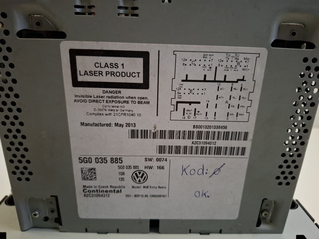 Volkswagen Golf VII (5G) rádio 5G0035885 4. kép