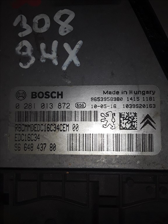 Peugeot 308 1.6 HDI ECU BSI Szett 9664843780 2. kép