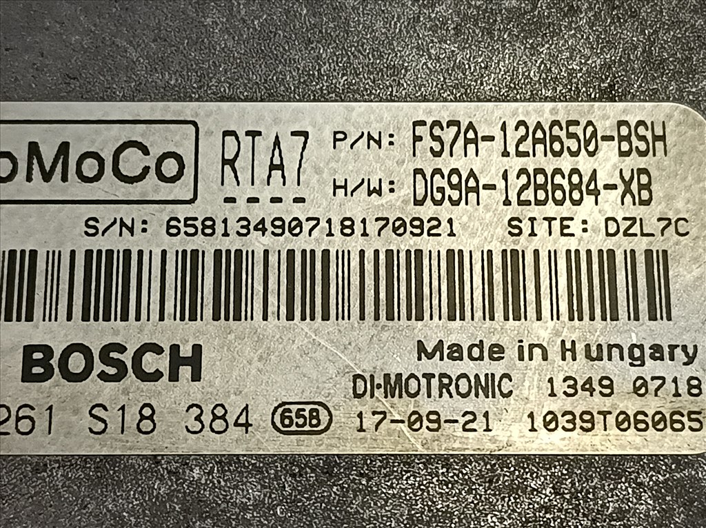 FS7A-12A650-BSH Mondeo Mk5 1.5 EcoBoost motorvezérlő ECU Bosch 0 261 S18 384 2. kép