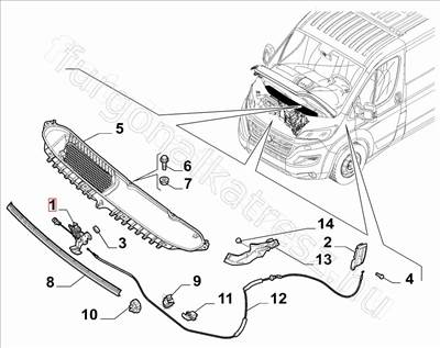 Géptető zár Ducato 2014                 -  - BO.1383311080 -  - FIAT eredeti  1383311080