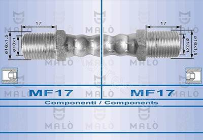 Gumis fékcső középső L=330 - DAILY - UT.504265500-AK, AK.8449 -  - Akron Utángyártott új 504265500-AK