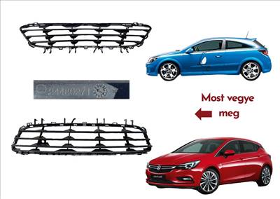 Opel / Vauxhall Astra H első lökhárító alsó középső díszrács  24460271