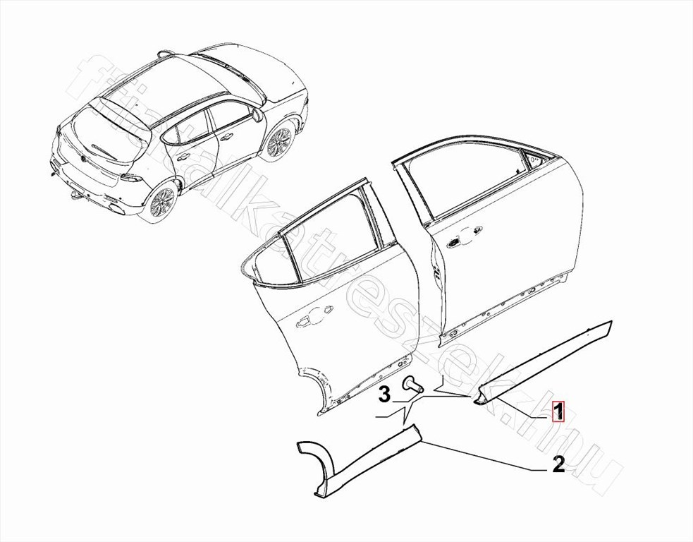 Bal első ajtó díszléc  -  - 156176190 -  - FIAT eredeti Eredeti új 156176190 1. kép