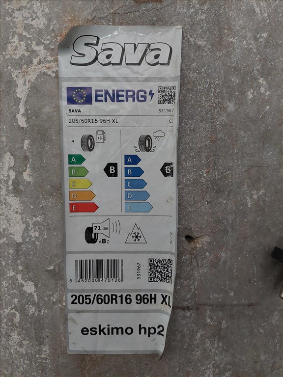 Sava Eskimo Ph2 205/60/R16 téli gumi+gyári renault acélfelni R16 3. kép