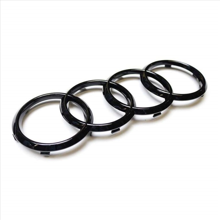 Audi első hűtőrács logó – Fényes fekete, 273 mm (Grill Rács Embléma) 5. kép