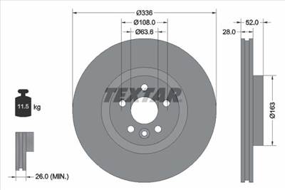 féktárcsa TEXTAR 92168203 for VOLVO