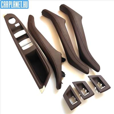 BMW F10/F11/F18  Bőrözött ajtóbehúzó, kapaszkodó szett Mokka - nem behajtós