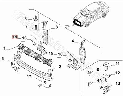 Hűtőtartó jobb Tipo - TIPO - 52199693, 52130848 -  - FIAT eredeti Eredeti új 52199693