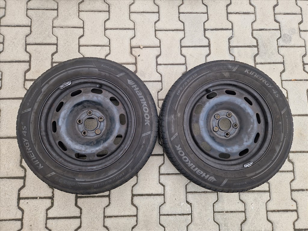  5x100 15" lemezfelni pár Hankook négyévszakos gumival (26132) 1. kép