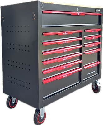 Műhelykocsi 12 fiókkal 10 fióknyi szerszámmal