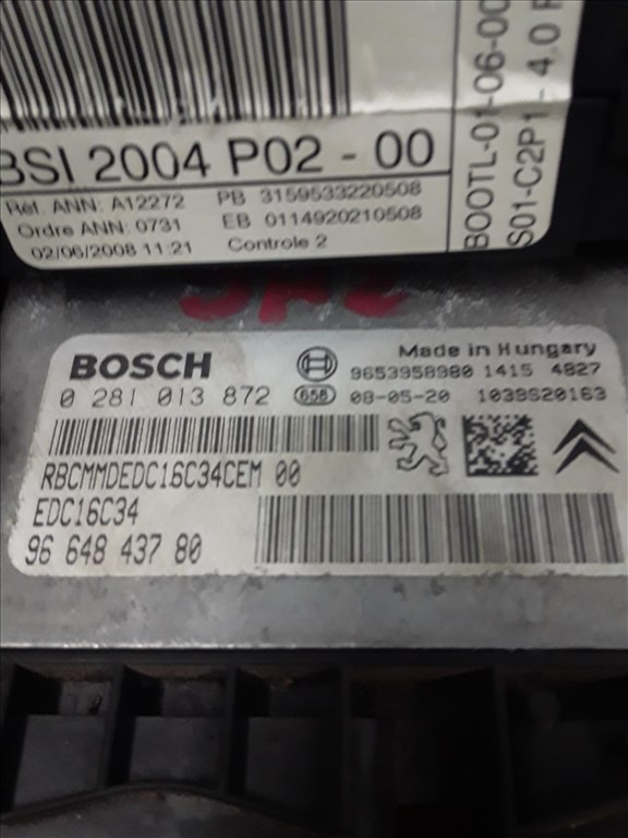 Peugeot 308 ECU BSI Motorvezérlő Szett 1.6 hdi 2. kép