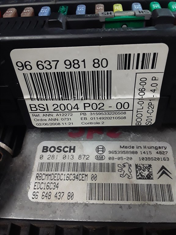 Peugeot 308 ECU BSI Motorvezérlő Szett 1.6 hdi 3. kép