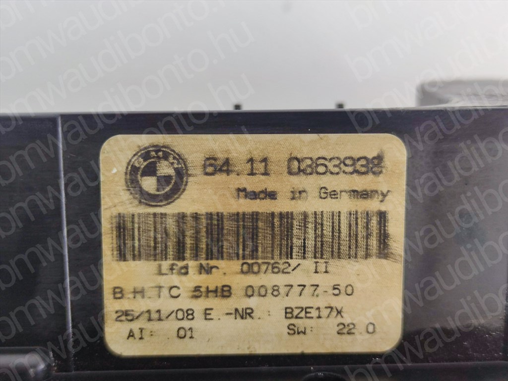 BMW X3 (E83) Fűtéskapcsoló egység/modul (digit klímás) (0363938, 64110363938, 64113455297, 64113455805, 64113452067, 64113443981, 64113426630, 64113417544, 64113417445) 2. kép
