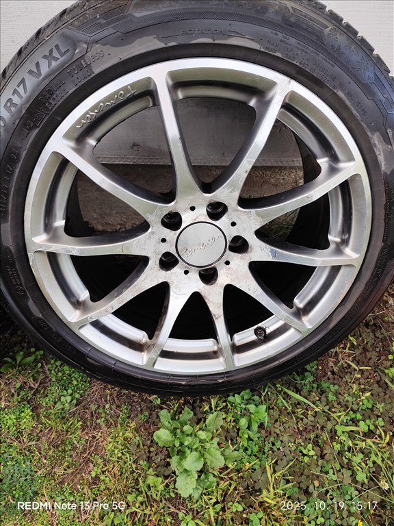  5x112 lyukosztású 17" használt alufelni, rajta 215/50 használt Barum téli gumi gumi  5. kép