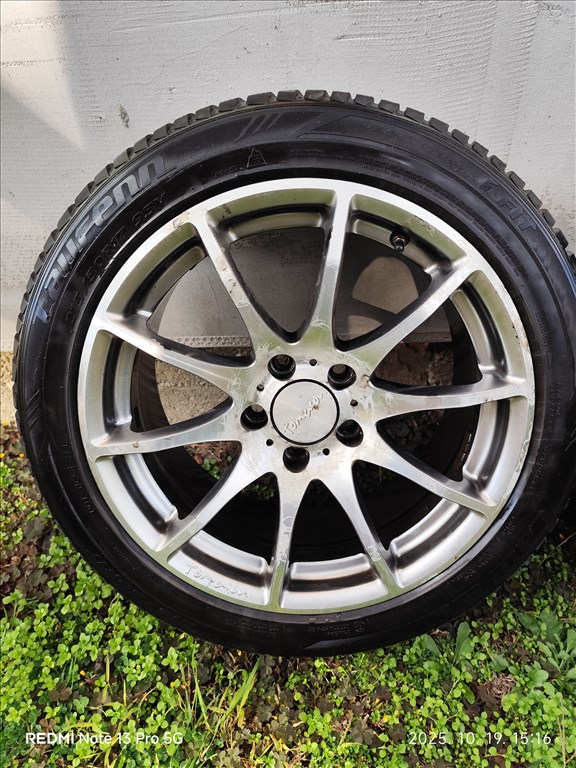  5x112 lyukosztású 17" használt alufelni, rajta 215/50 használt Barum téli gumi gumi  8. kép