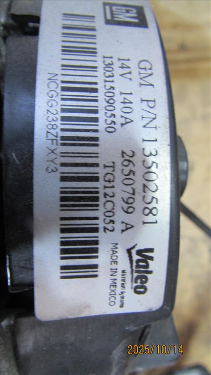 Opel Zafira C Tourer 2013 2.0D A20DTH generátor  13502581 2. kép