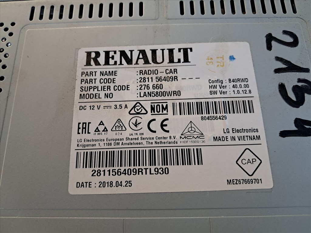 Dacia Duster II navigációs fejegység  281156409r 3. kép