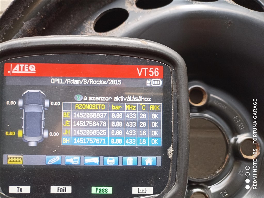 4x100 15" Opel használt lemezfelni garnitúra+TPMS (643) 8. kép