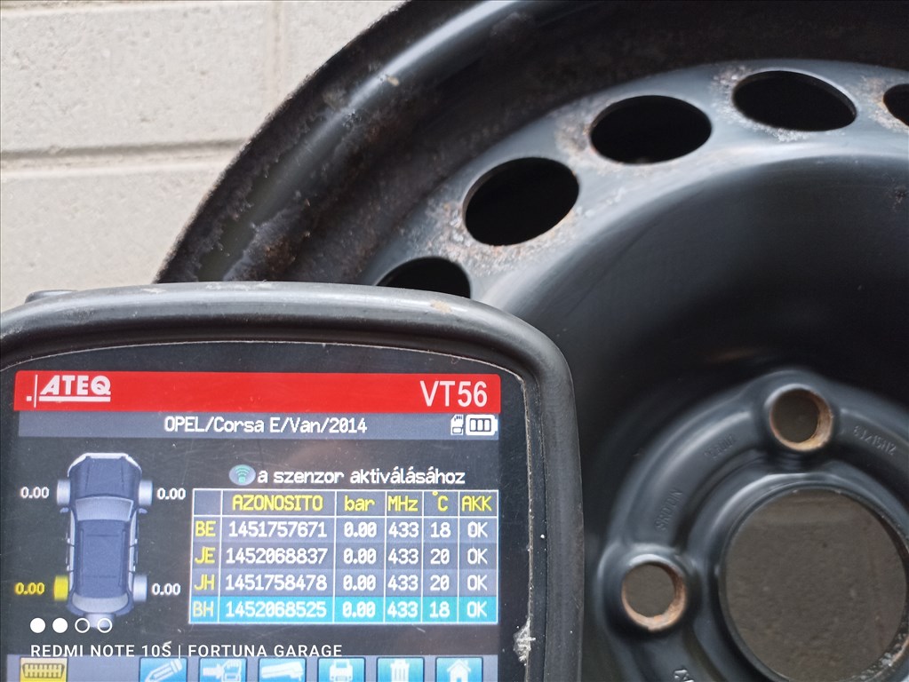 4x100 15" Opel használt lemezfelni garnitúra+TPMS (643) 9. kép