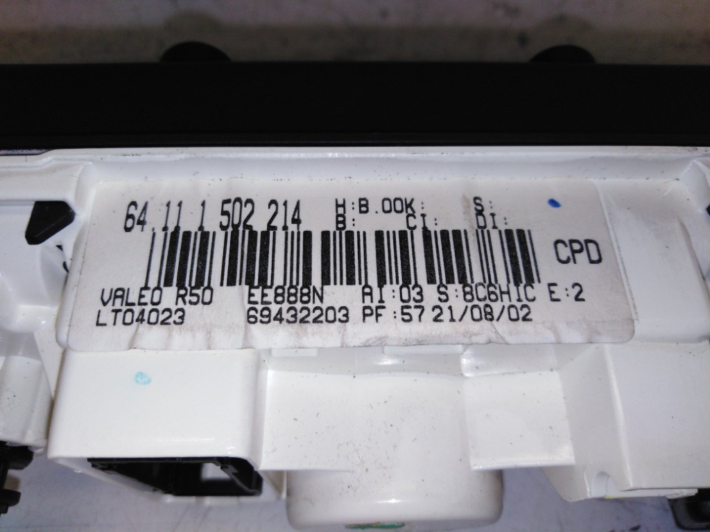 Mini cooper (R50/R53) fûtéskapcsoló (fûtés kapcsoló) 64111502214 4. kép