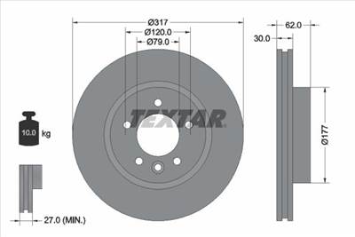 féktárcsa TEXTAR 92134505 for LAND ROVER