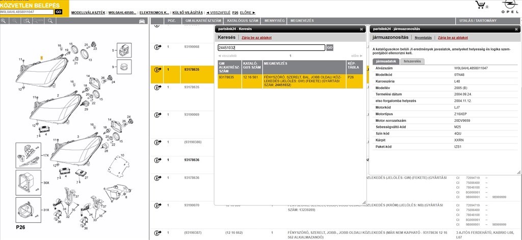 Opel Astra H 1.6 bal első fényszóró  93178635 gm24451032lh 8. kép