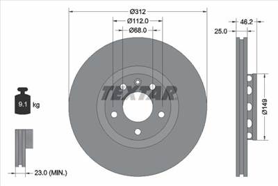 féktárcsa TEXTAR 92106103 for VW, AUDI, SEAT, SKODA