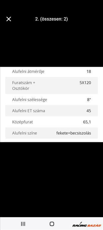 5x120 lyukosztású 8JJ 18" új alufelni 2. kép