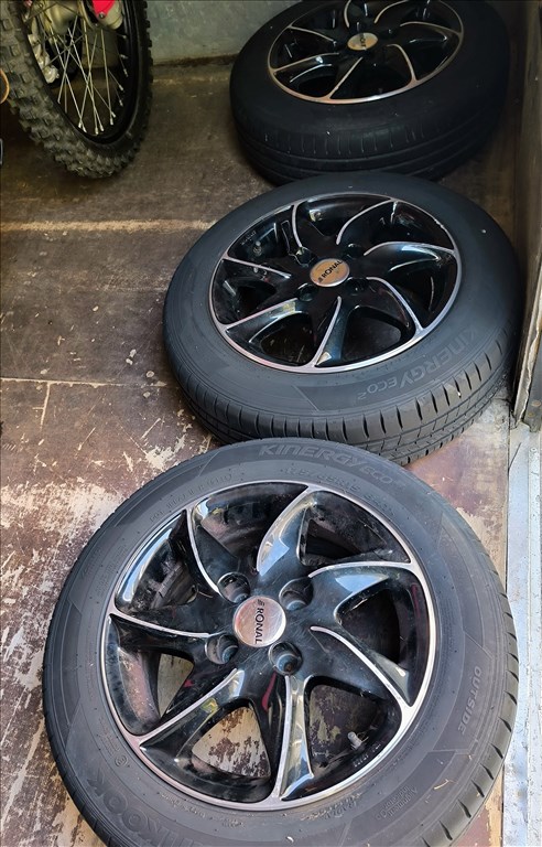  4x100 lyukosztású 15" használt RONAL alufelni, rajta 175/65 használt Hankook nyári gumi gumi  5. kép