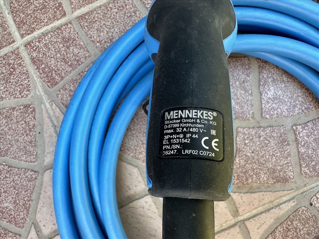 Type 2 utcai töltő kábel gyári 7,5 méteres 3X32A 22KW Mennekes 60e PN/SN: 36247 6. kép