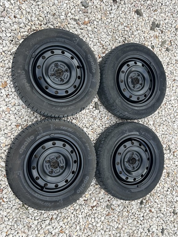 Suzuki Swift 2005-2010 évj 4x100-as lemezfelni 165/70R14 újszerű négyévszakos Apollo gumikkal ELADÓ! 4. kép