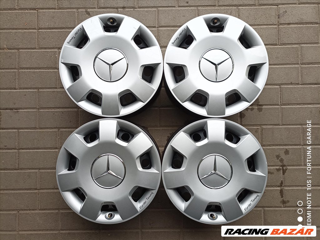 5x112 16" Mercedes használt lemezfelni garnitúra dísztárcsával (650) 1. kép