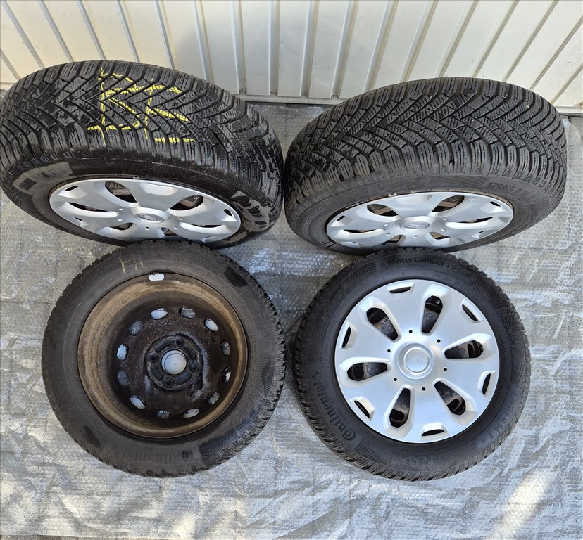  14" használt lemezfelni, rajta 175/65 újszerű Continental téli gumi gumi  1. kép