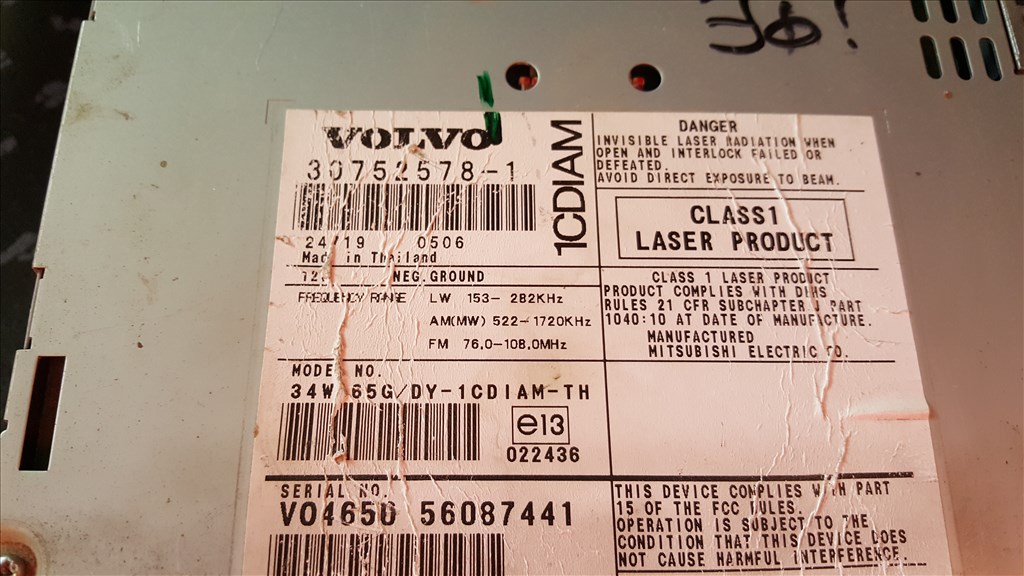 Volvo 30752578 S40 V50 C30 C70 CD-lejátszó 3. kép