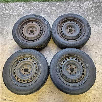  5x114.3_J6,5/16"  használt gyári lemezfelni, rajta 205/60 használt Hankook téli gumi 