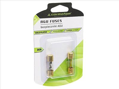 AGU 10,3x38 mm-es üveg biztosíték, 30A, aranyozott, 2 db