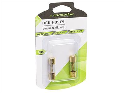 AGU 10,3x38 mm-es üveg biztosíték, 60A, aranyozott, 2 db