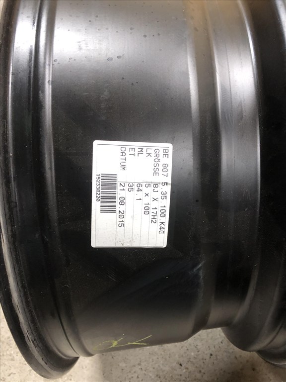 17 col 5x100 alufelni fekete VW, Toyota, Audi, Seat, Skoda 17 colos 12. kép