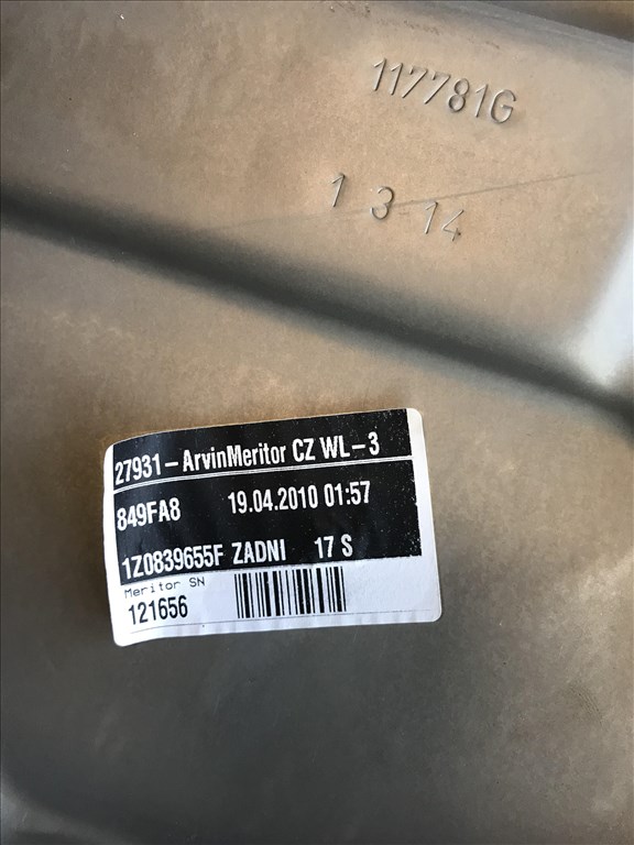 Skoda Octavia II bal hátsó ablakemelő szerkezet 1z0839655f 3. kép